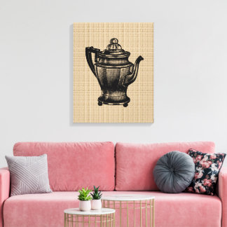 Vintage-Kaffeekanne auf Leinwand
