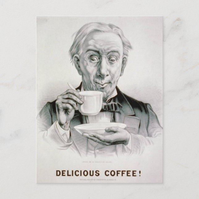 Vintage Kaffeekarte Postkarte (Vorderseite)