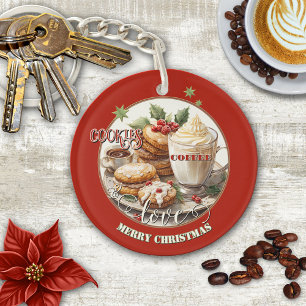 Vintage-Kaffeekekse lieben Weihnachten Schlüsselanhänger