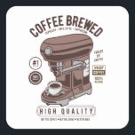 Vintage Kaffeemaschine Quadratischer Aufkleber<br><div class="desc">Vintage Kaffeemaschine Design,  ideal für Menschen,  die Kaffee und Espresso Liebe. Es kann auch als Feiertag oder Geburtstag gegeben werden. Geschenk an jede barista ,  Ihr Freund,  Freundin,  Relativ,  bester Freund,  der auch Lieben Kaffee. Auch das Design passt rechtzeitig zum Sommer- und Sonderereignisdatum.</div>