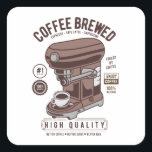 Vintage Kaffeemaschine Quadratischer Aufkleber<br><div class="desc">Vintage Kaffeemaschine Design,  ideal für Menschen,  die Kaffee und Espresso Liebe. Es kann auch als Feiertag oder Geburtstag gegeben werden. Geschenk an jede barista ,  Ihr Freund,  Freundin,  Relativ,  bester Freund,  der auch Lieben Kaffee. Auch das Design passt rechtzeitig zum Sommer- und Sonderereignisdatum.</div>