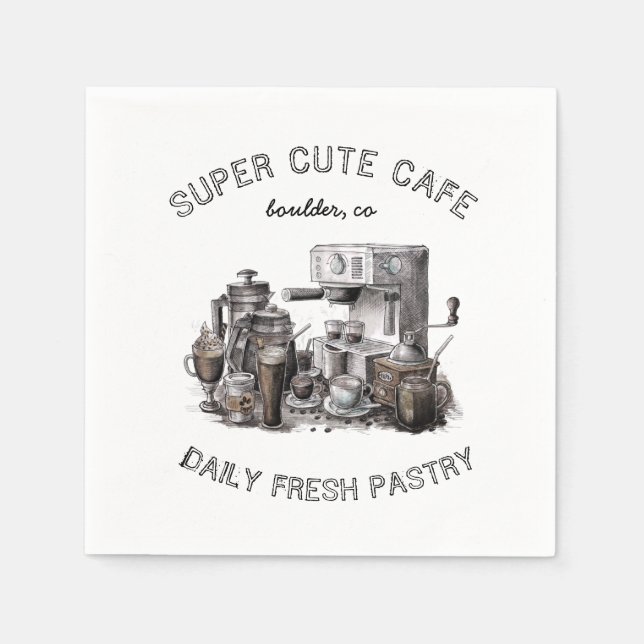 Vintage Kaffeemaschine Serviette (Vorderseite)