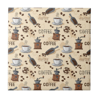 Vintage-Kaffeemuster Keramikfliese | Kaffeeliebhab