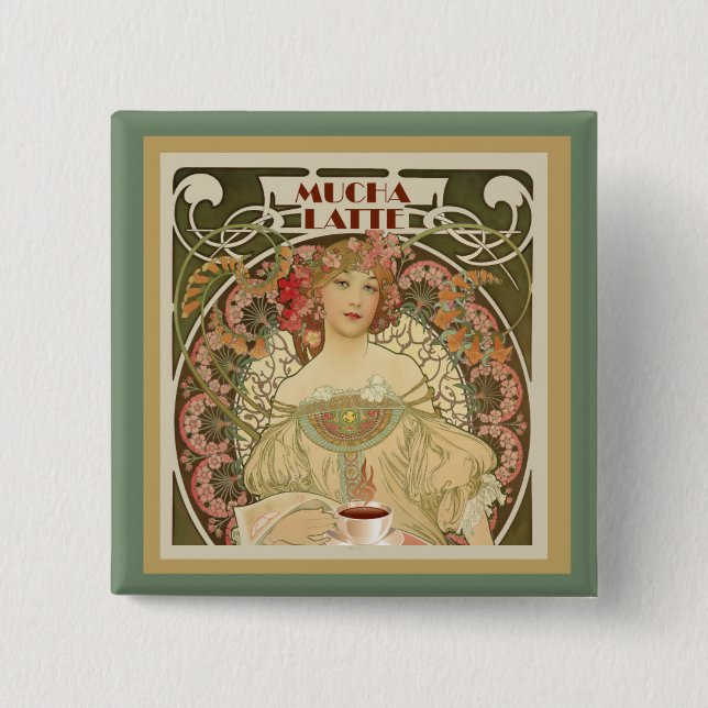 Vintage-Kaffeeplakat-Knopf Button (Vorderseite)