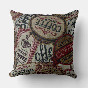 Vintage Kaffeeschilder werfen Kissen