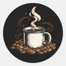 Vintage-Kaffeetassen-Aufkleber | Retro-Kaffee-Lieb Runder Aufkleber