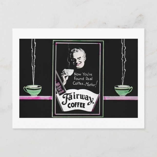 Vintage Kaffeewerbung - 80 Cups pro Pfund Postkarte (Vorderseite)