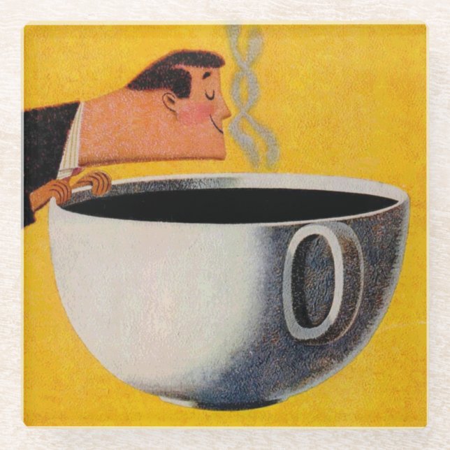 Vintage Kaffeewerbung Glasuntersetzer (Vorderseite)