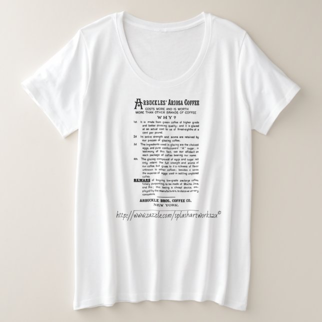 "Vintage Kaffeewerbung" Große Größe T-Shirt (Design vorne)