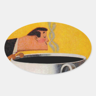 Vintage Kaffeewerbung Ovaler Aufkleber