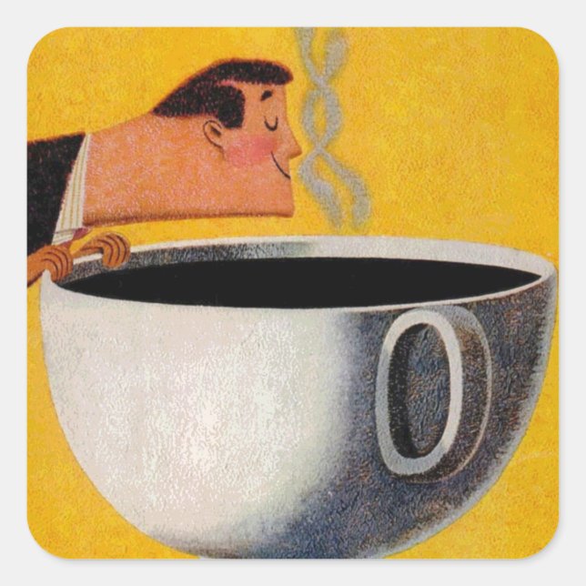 Vintage Kaffeewerbung Quadratischer Aufkleber (Vorderseite)