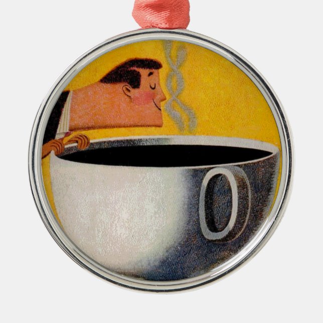 Vintage Kaffeewerbung Silbernes Ornament (Vorne)