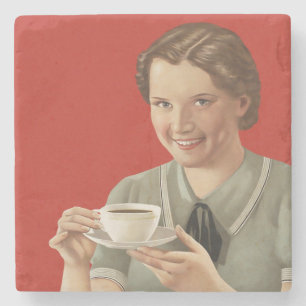 Vintage Kaffeewerbung Steinuntersetzer