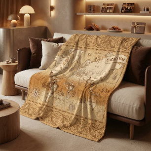 Vintage-Kakaoweltkarte-Gemütlicher-Wurfdecke Fleecedecke