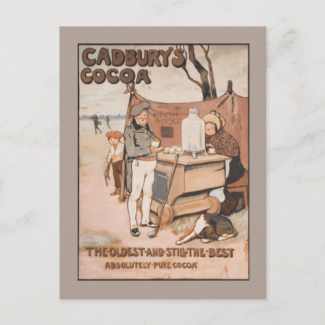 Vintage Kakaowerbung von Cadbury Postkarte (Vorderseite)