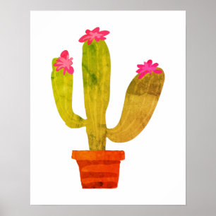 Vintage Kakteen zeichnend botanische Blumenwand Poster