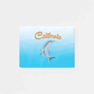 Vintage-Kalifornien-Delfin-Reiseposter Post-it Klebezettel