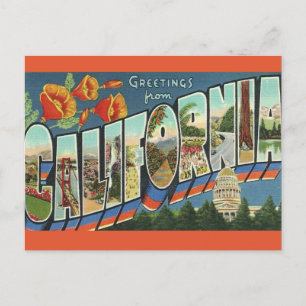 Vintage Kalifornien-Gruß Postkarte
