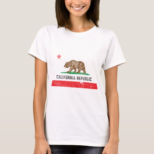 Vintage kalifornische Flagge T-Shirt (Vorderseite)