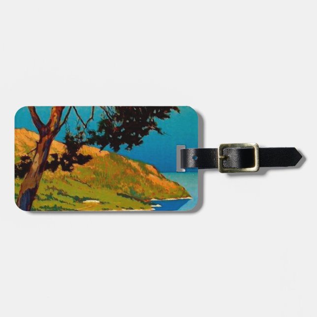 Vintage kalifornische Küstenreise Gepäckanhänger (Vorderseite horizontal)
