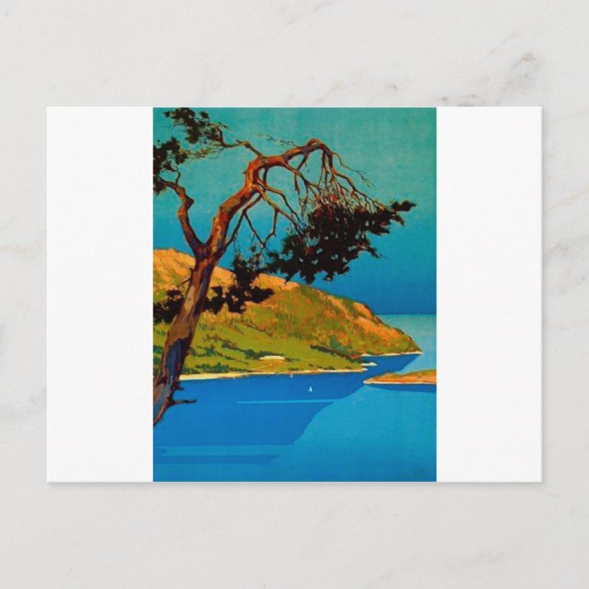 Vintage kalifornische Küstenreise Postkarte (Vorderseite)