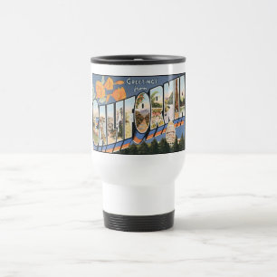 Vintage kalifornische Postkarten-Tasse, Reisebüro Reisebecher
