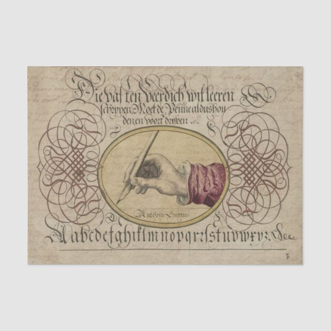 Vintage Kalligrafie Seidenpapier (Vorderseite)