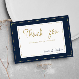 Vintage Kalligraphie des Navy Blue Gold Vielen Dan Einladung