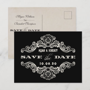 Vintage kalligraphische Hochzeit Postkarte
