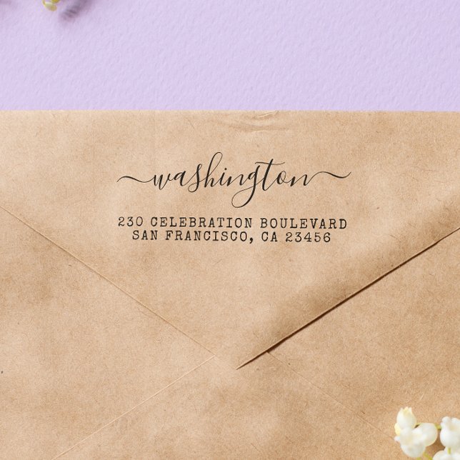 Vintage kalligraphische Rücksendeadresse Gummistempel (Rubber Stamp Mock-up)