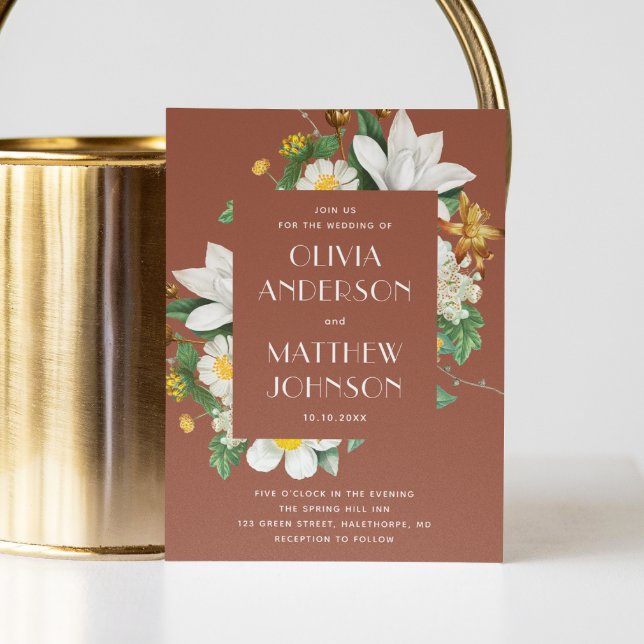 Vintage Kamelie. Floral terracotta Einladung (Von Creator hochgeladen)