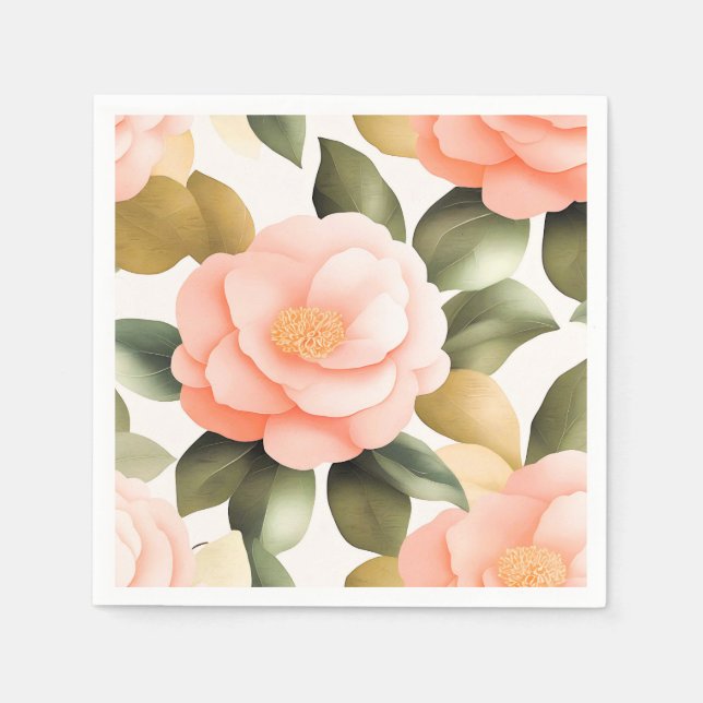 Vintage Kamelien-Blume Serviette (Vorderseite)