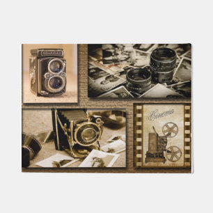 Vintage Kamera-Collage Fußmatte