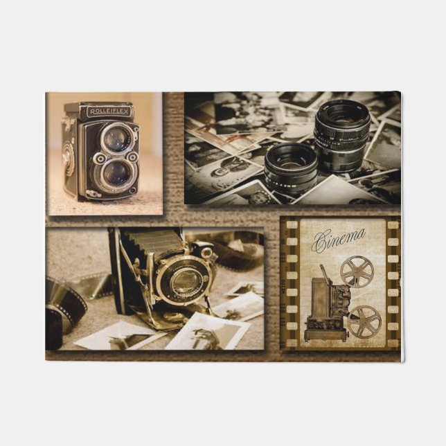 Vintage Kamera-Collage Fußmatte (Vorderseite)