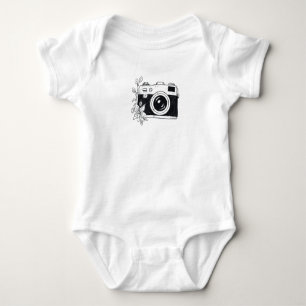 Vintage Kamera – Florale Skizze Baby Strampler