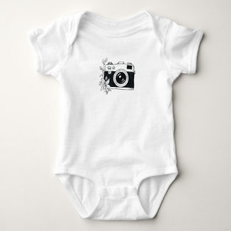 Vintage Kamera – Florale Skizze Baby Strampler