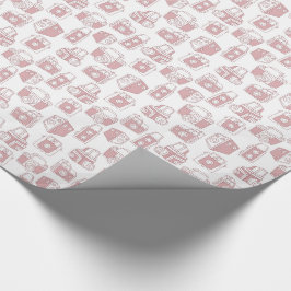 Vintage Kamera-Retro Muster (Weiß/Rosa) Geschenkpapier
