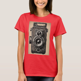 Vintage-Kamera-Stil Frauen Basic-T-Shirt T-Shirt