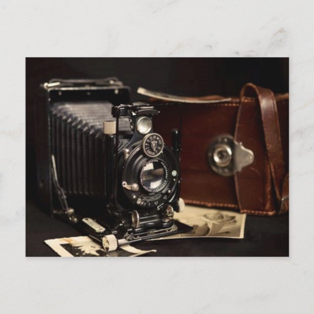 Vintage Kamera und Foto Postkarte (Vorderseite)