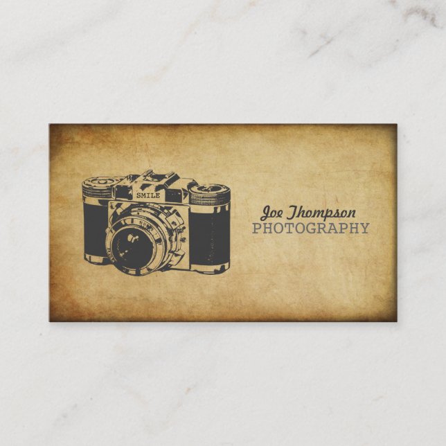 Vintage Kameragrunge-Fotografie-Geschäfts-Karten Visitenkarte (Vorderseite)