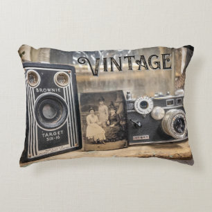 Vintage Kameras und Foto Dekokissen