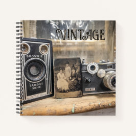 Vintage Kameras und Vintage Drucke Notizbuch