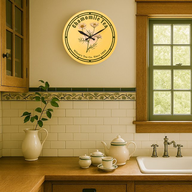 Vintage Kamillenkraut Botanische Kunst Große Wanduhr (Von Creator hochgeladen)