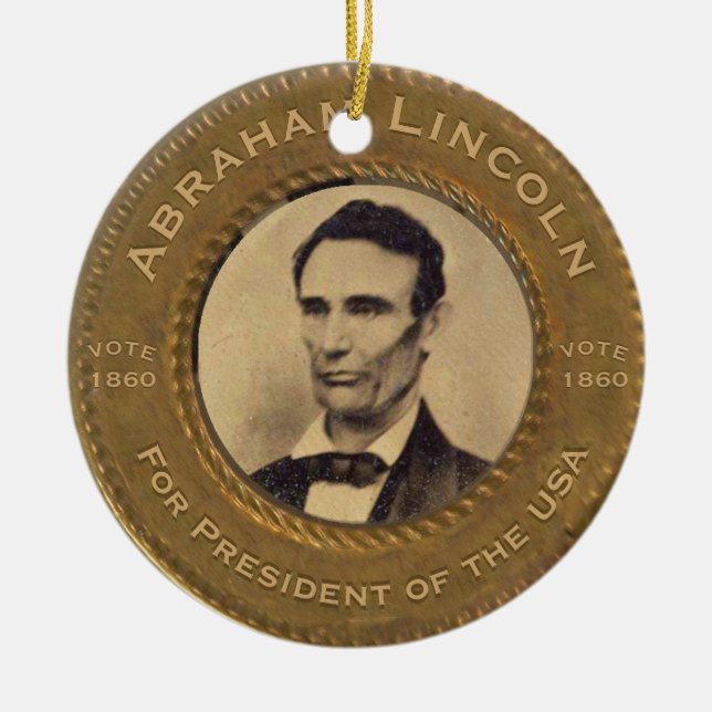 Vintage Kampagne Abraham Lincoln Keramik Ornament (Vorne)
