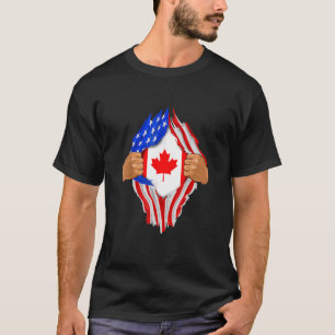 Vintage Kanada-Flagge Kanadisches Blut in mir T-Shirt