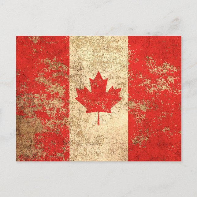 Vintage kanadische Flagge mit rauer Ära Postkarte (Vorderseite)