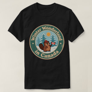 Vintage kanadische Winterlandschaft T-Shirt