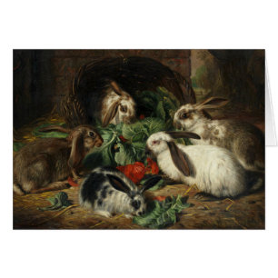 Vintage - Kaninchen essen zusammen,