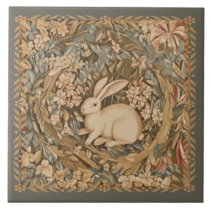 Vintage-Kaninchen im Stil mittelalterlicher Tapiss Fliese