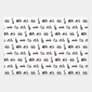 Vintage Kaninchen - KUSTOM-FARBE Geschenkpapier Set